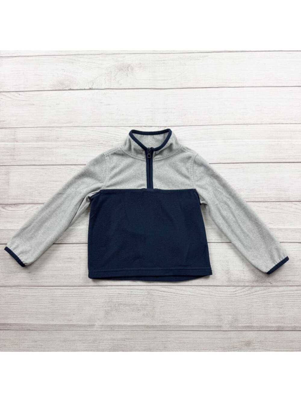 OshKosh Bgosh Toddler Boys Fleece Half-Zip Pullover Navy & Gray Long Sleeve 4T